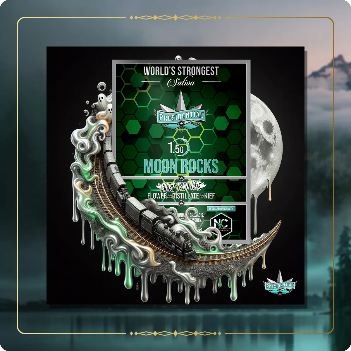 Ghost Haze Train Presidential Moon Rock for the Washington home collection