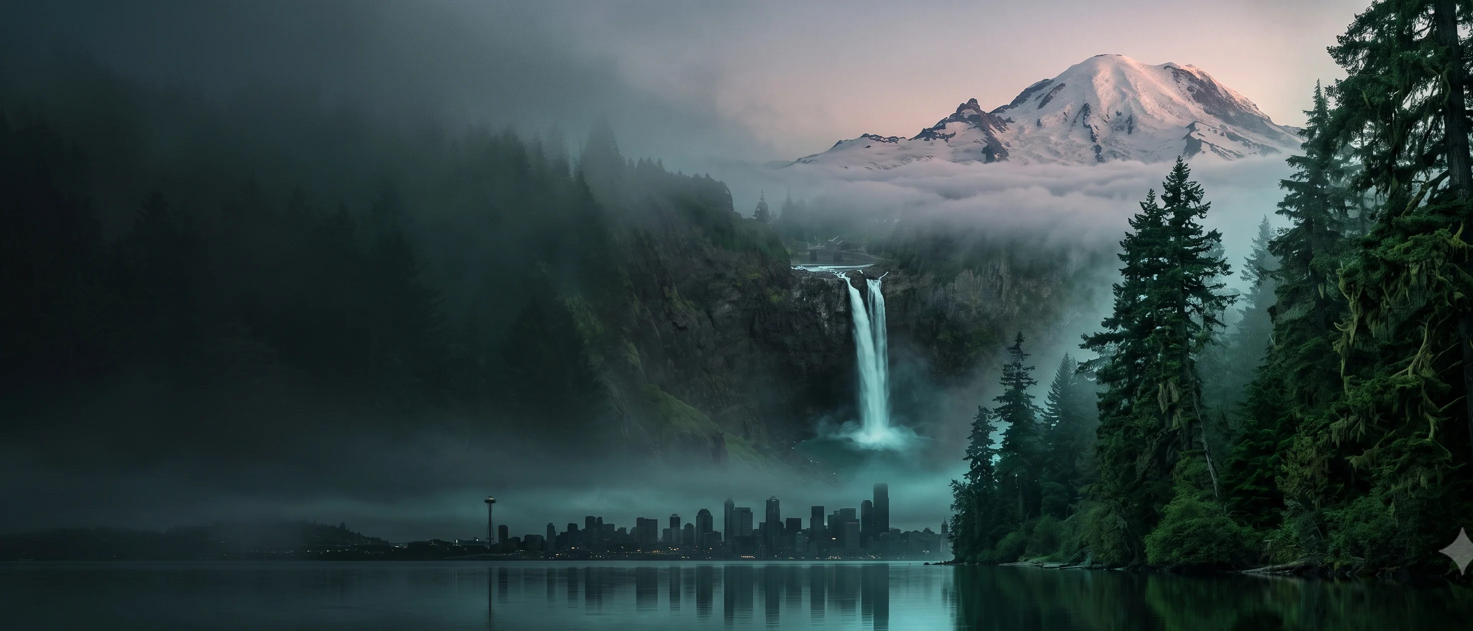 Washington landscape beneath a wide evening sky